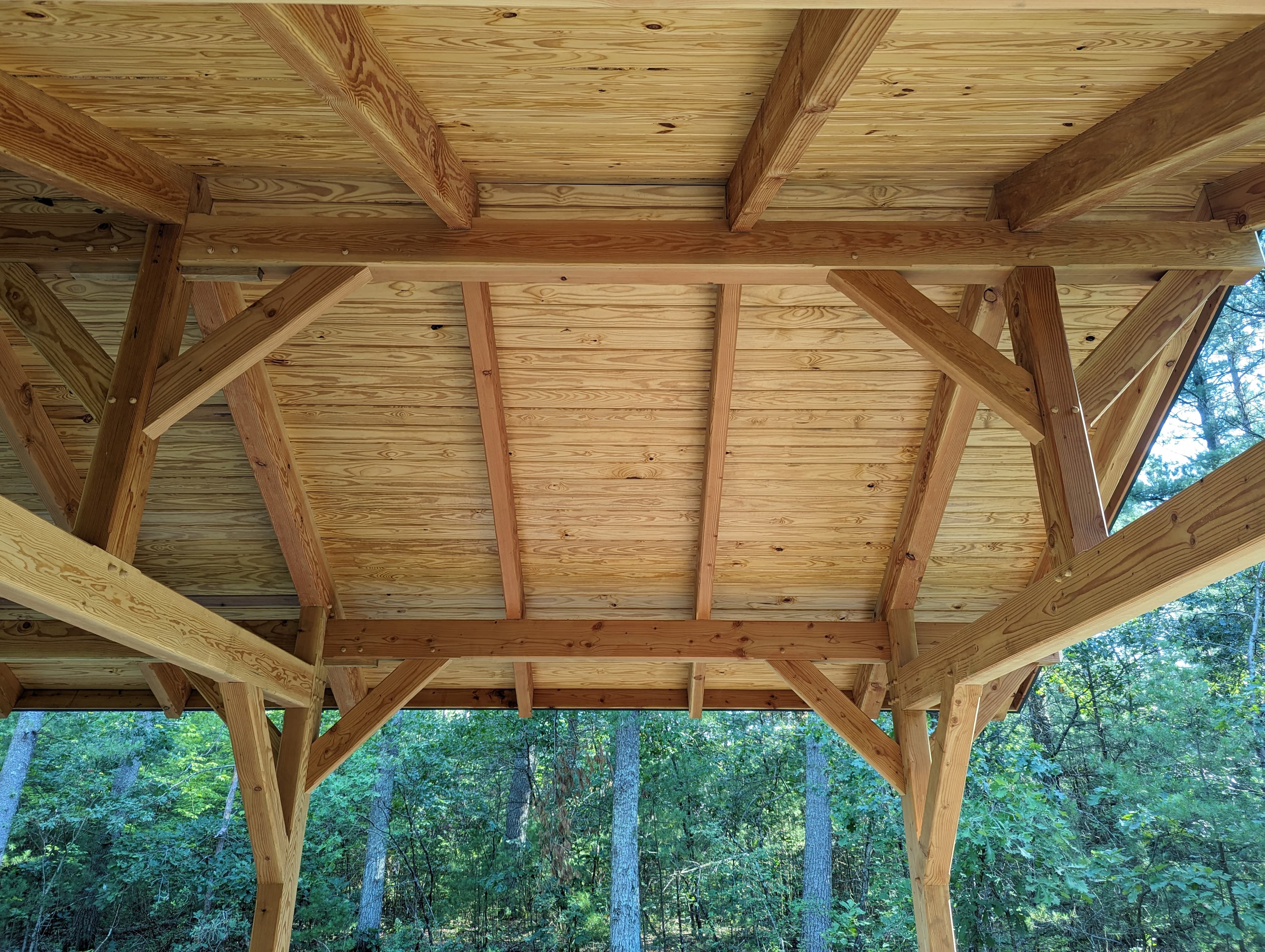 Beautiful timber frame pavilion in summer